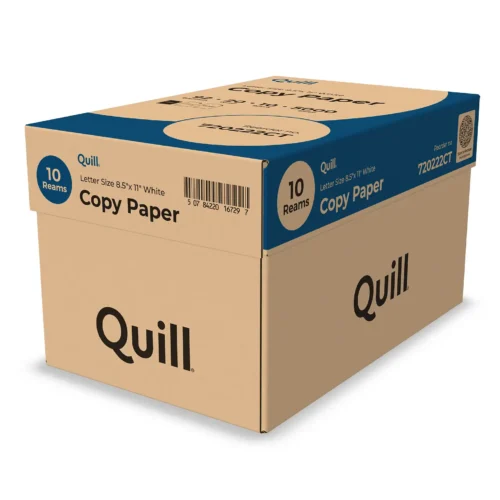 Quill Brand? 8.5" x 11" Copy Paper, 20 lbs., 92 Brightness, 500 Sheets/Ream, 10 Reams/CT (720222CT)